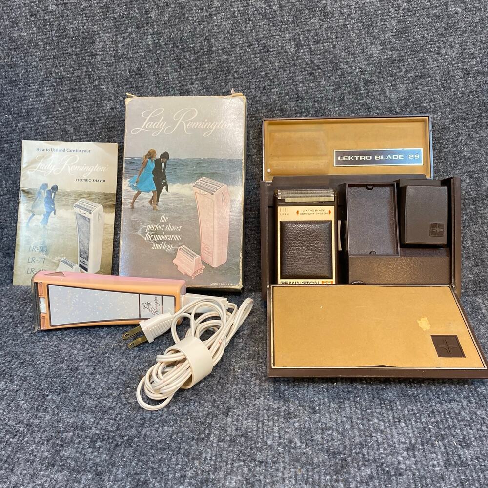 Vintage Lot of 2 Remington Lektro Blade 24 Electric Razor Shaver USA His & Hers